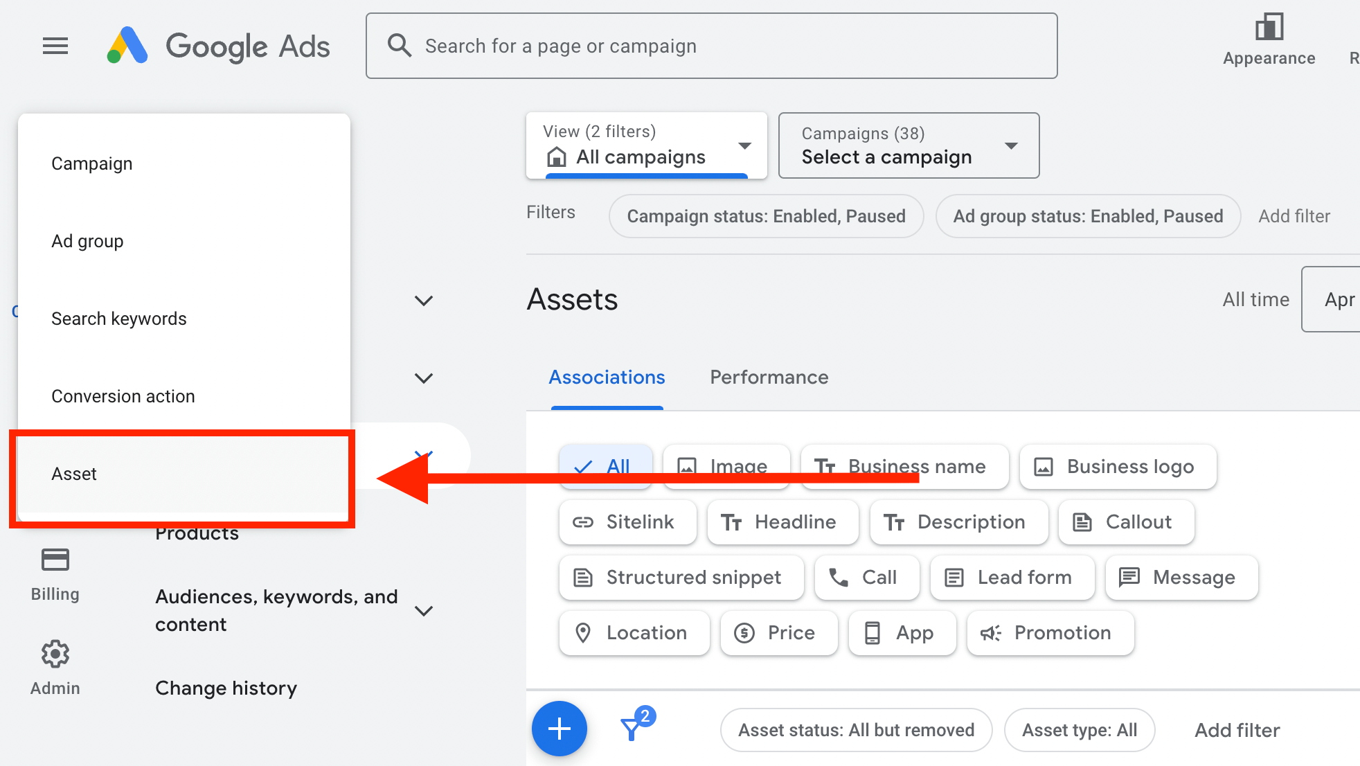 assets in google ads