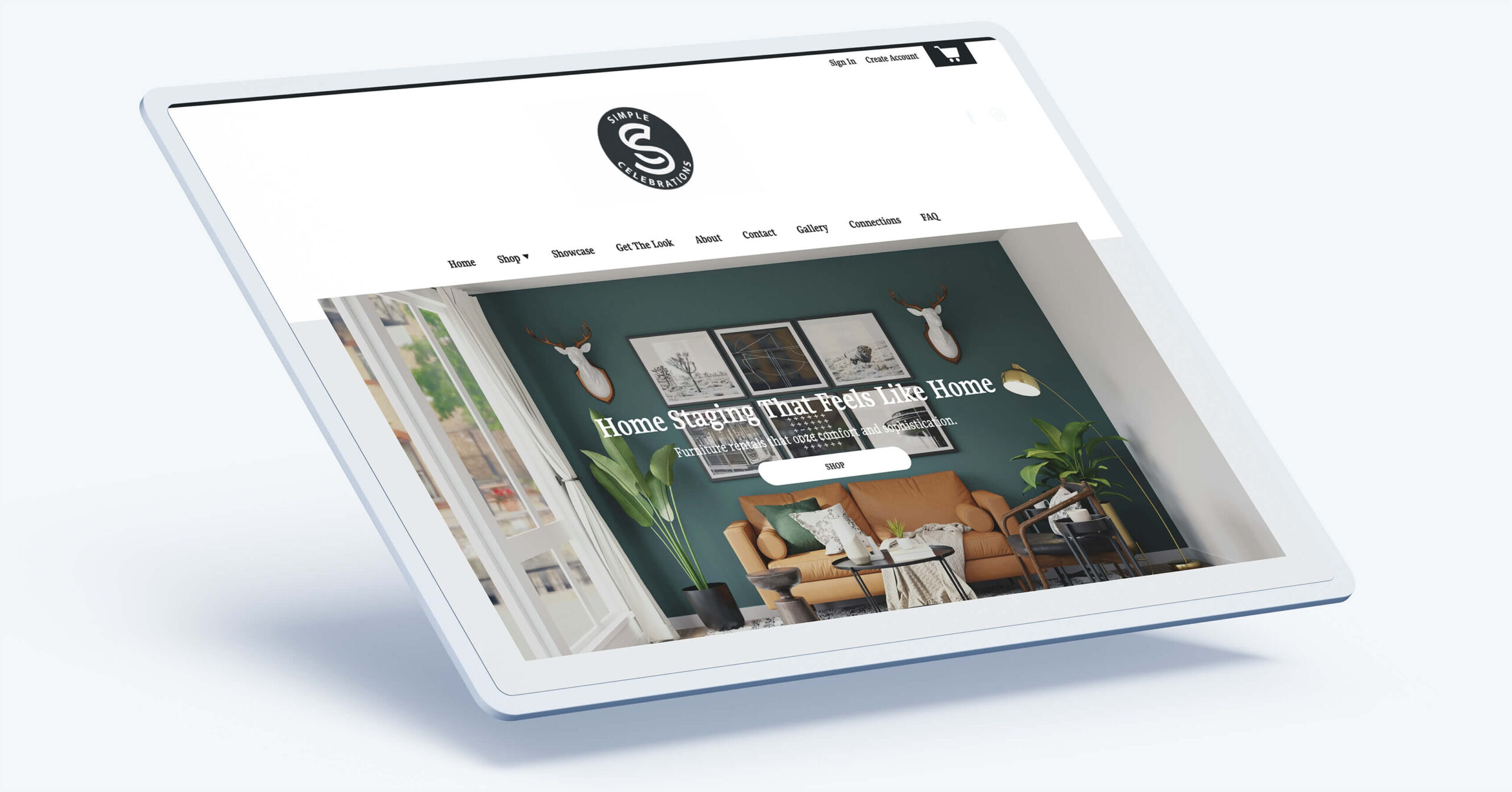 Harper rental website theme on tablet