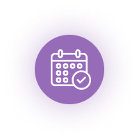 Online bookings purple glowing icon