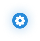 Operations management blue glowing icon