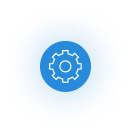 Operations management blue glowing icon